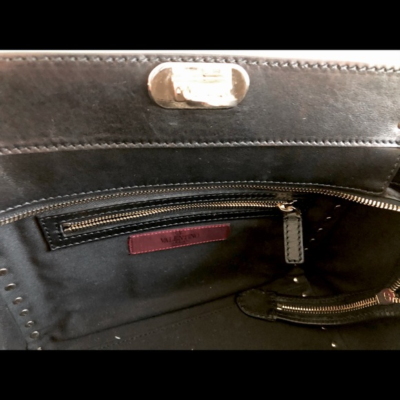 VALENTINO GARAVANI Black Rockstud Trapeze Tote Shoulder Bag Handbag - Picture 6 of 8